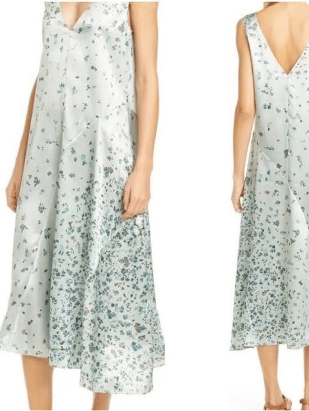 Vince Floral Print Top in Light Blue and White